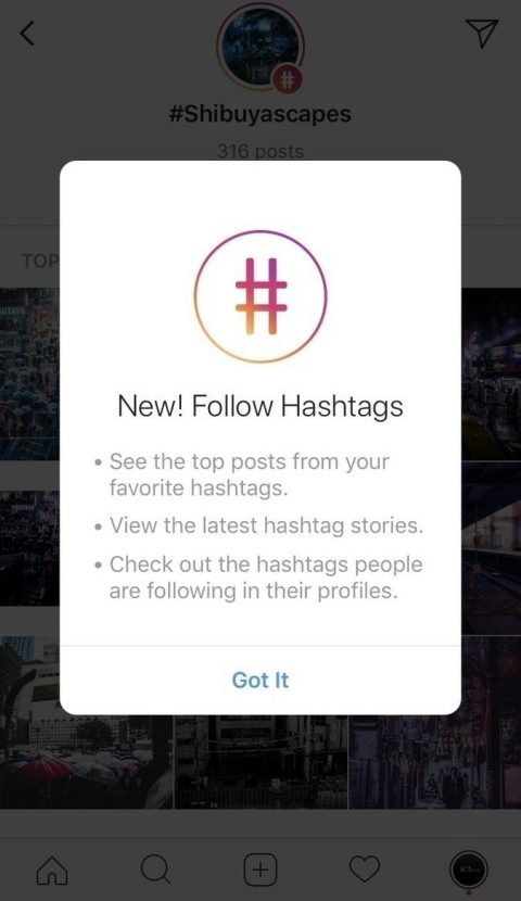 インスタグラム ハッシュタグフォロー機能実装！フォローでタグ写真がタイムラインに流れてくる