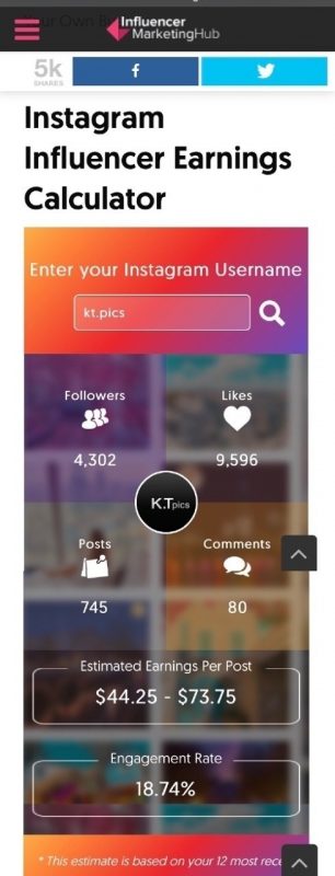 Instagram Influencer Sponsored Post Money Calculator