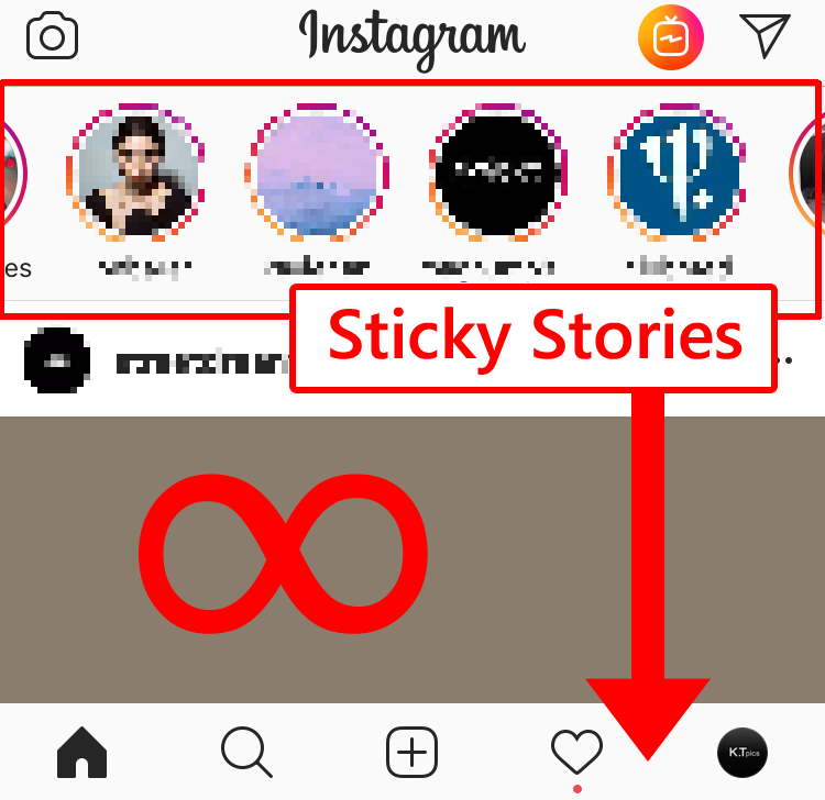 Instagramフィードをスクロールしてもずっとストーリーズが表示され続ける固定表示をテスト中。インスタグラムアップデート最新情報2018