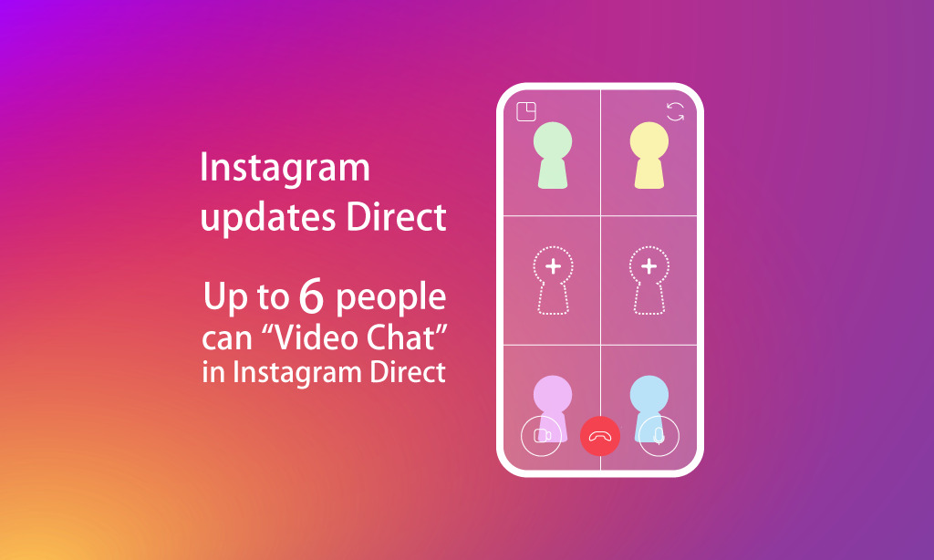 インスタ ビデオチャット最大６人同時通話可能に！先日導入のインスタグラム ダイレクトでのビデオ通話新機能、当初４人から最大６人へ。Instagram最新ニュース速報２０１８