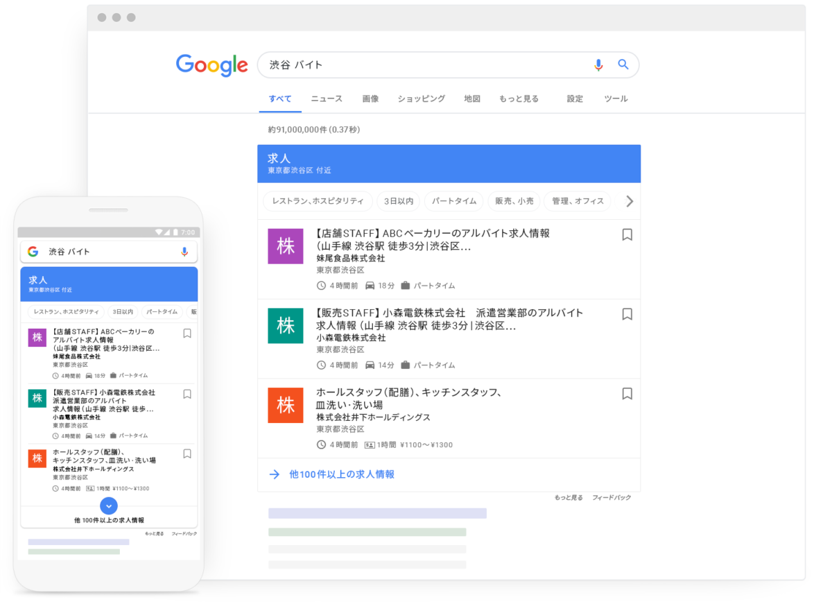 Googleしごと検索サービス開始！求人情報検索が日本国内でも可能に！構造化データ作成で採用情報をクロール、検索結果へ表示が可能。グーグル新