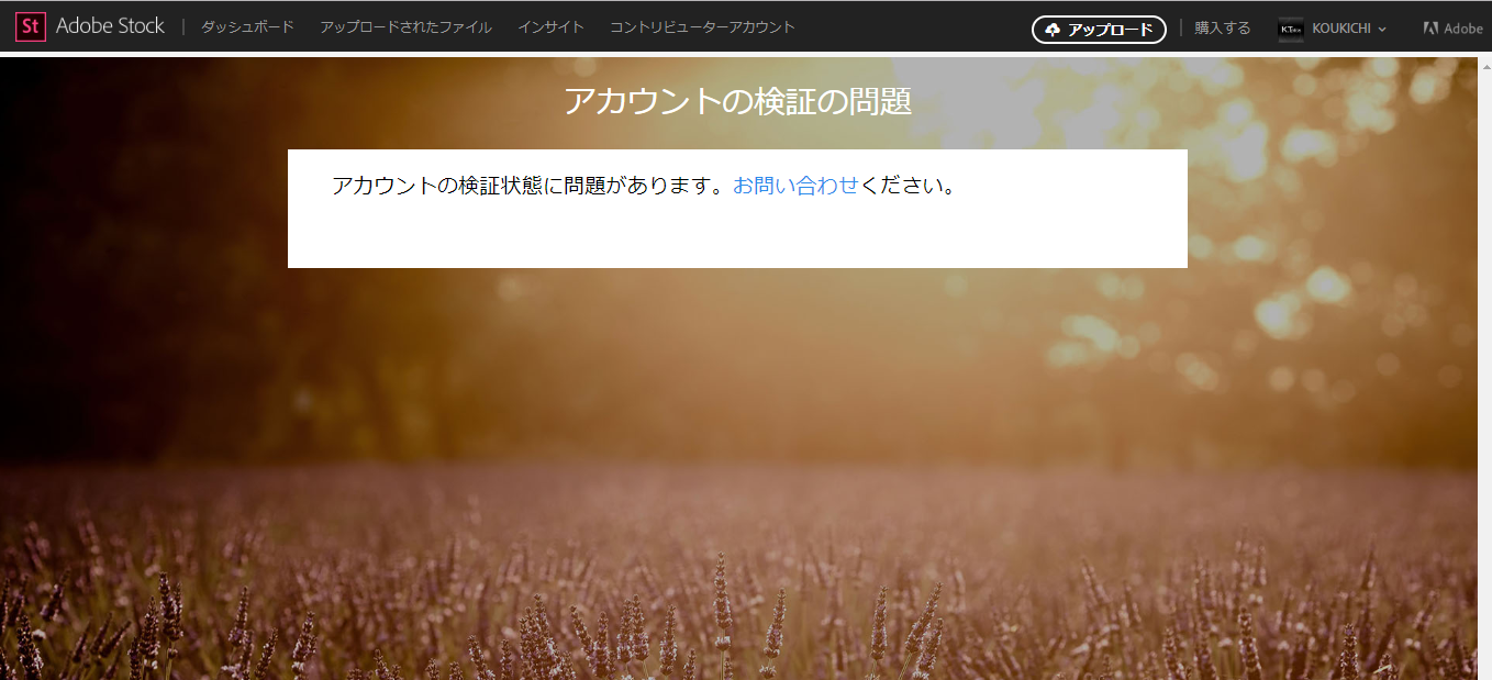 Adobe Stockコントリビューター画面がおかしい アカウント検証の問題 と出て何も表示されない アドビストック ストックフォト関連情報 Koukichi T