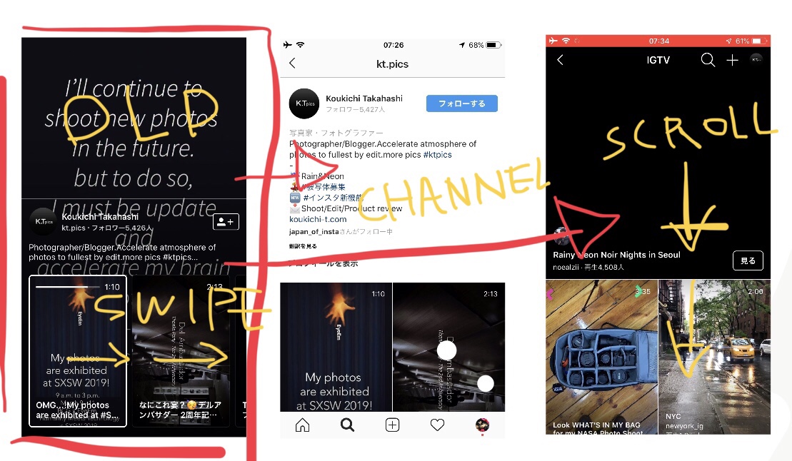 IGTV UI変更。スワイプから縦スクロール2列表示&チャンネルページ表示形式に。インスグラムアップデート最新情報2019