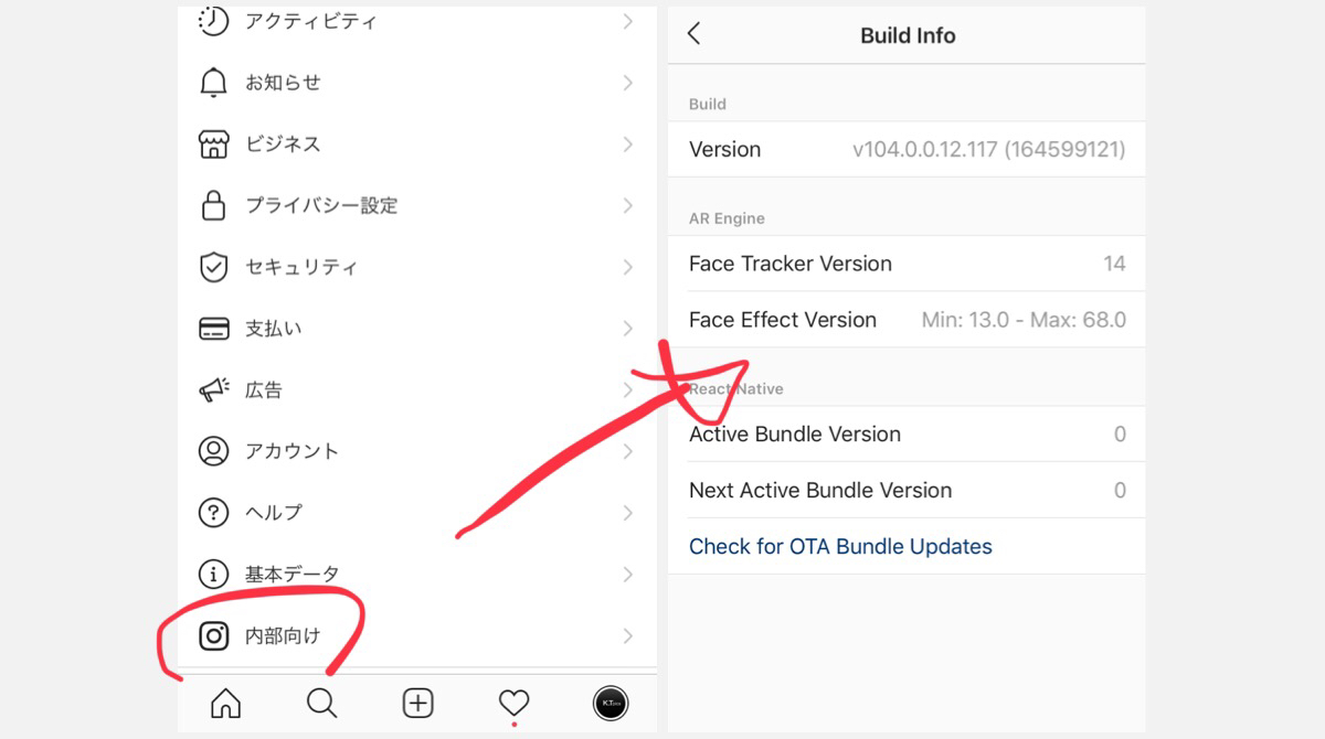 Instagram設定に「内部向け/Internal」ページが追加！アプリバージョン等表記。インスタグラムアップデート最新情報2019年7月
