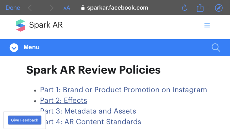 Spark ARポリシー変更?後で調べるメモ。インスタARカメラエフェクト作成アプリ/Instagramビジネス向け最新ニュース 2019年11月9日
