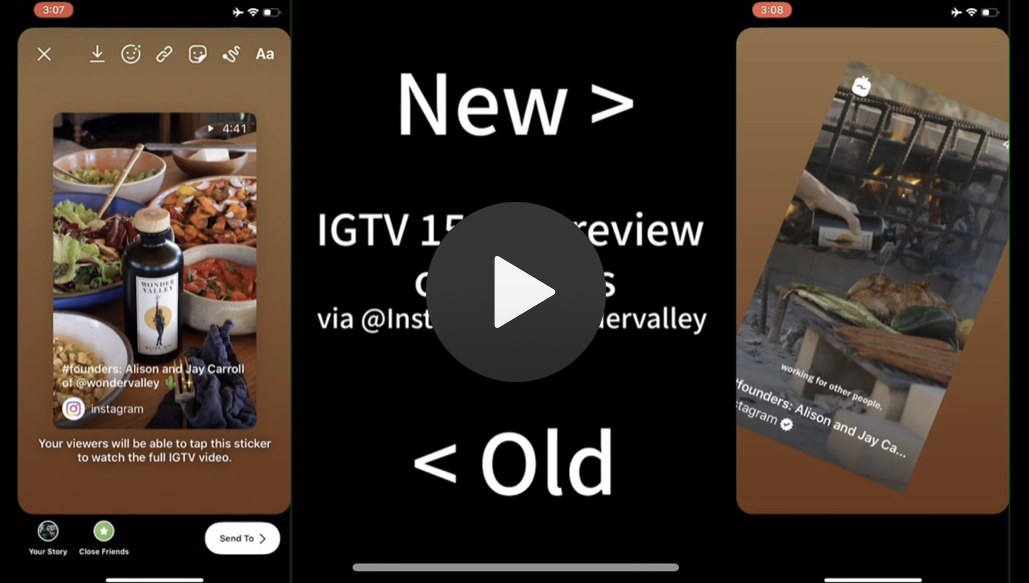 インスタストーリーズ に再生可能なIGTV動画をシェア可能に！冒頭15秒プレビュー。Instagram新機能/アップデート最新ニュース 2019年12月6日