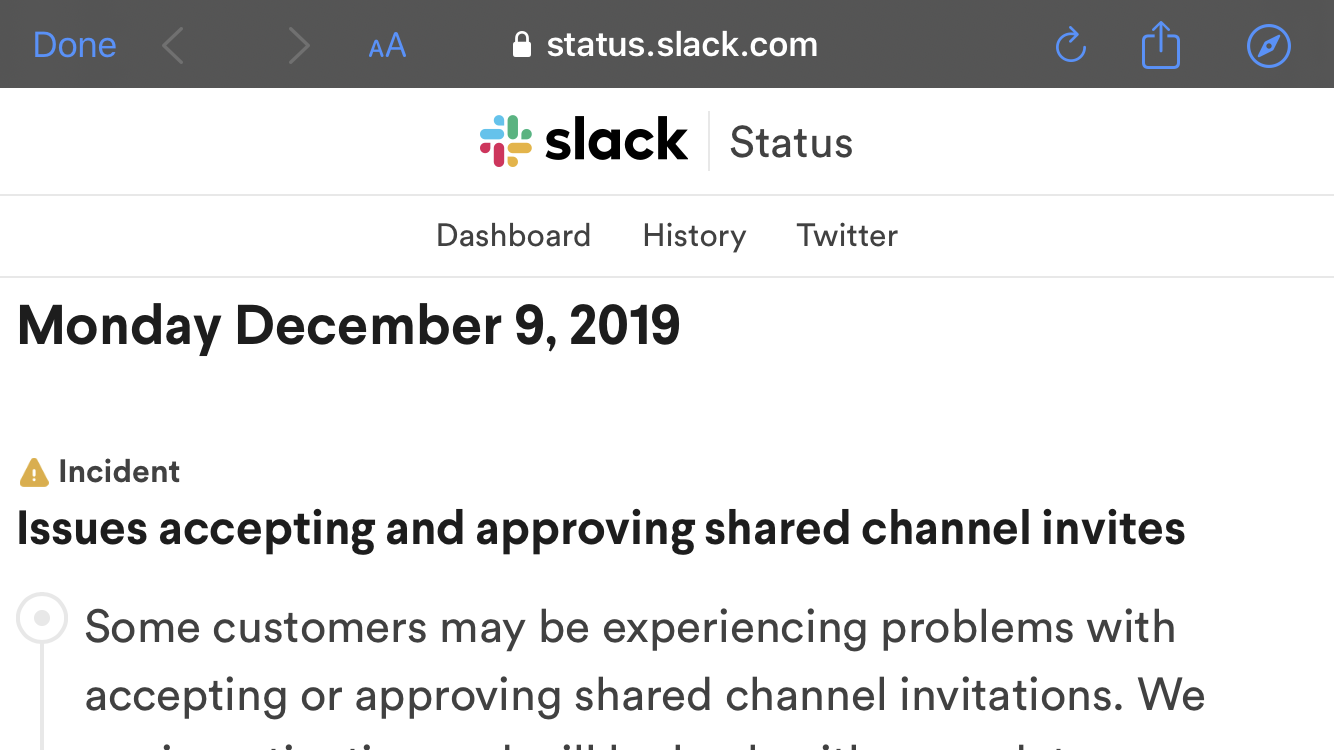 Slack(スラック)不具合発生中。メッセージが送信できない、おかしい、今日2019年12月10日現在障害発生中