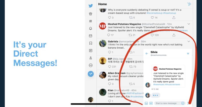 TwitterすぐDM送受信?ブラウザ版でタイムライン離れず右下からメッセージ確認可能。ツイッター新機能アップデータ最新ニュース2020年7月