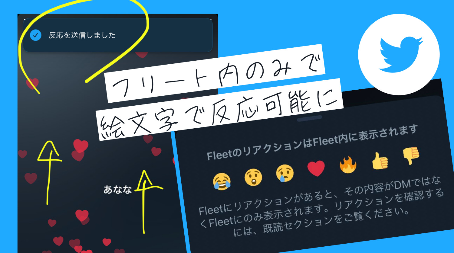 Twitterフリート 絵文字リアクションがfleet内のみで反応 送信に変更 Dm受信拒否設定 ツイッター新機能アップデート最新ニュース 21年6月 Koukichi T